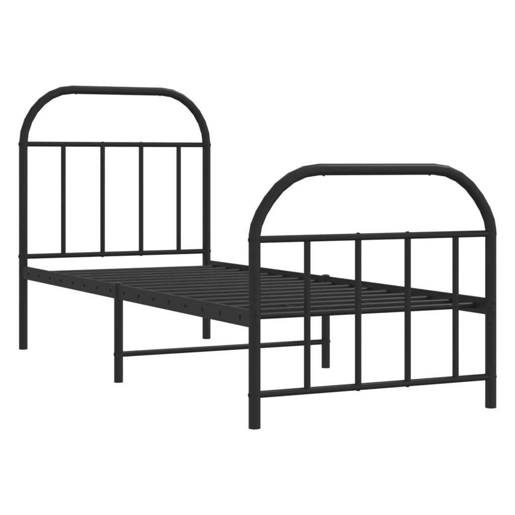 vidaXL Bed Frame | Black | Powder-coated Steel | Small Single | Bed Frame