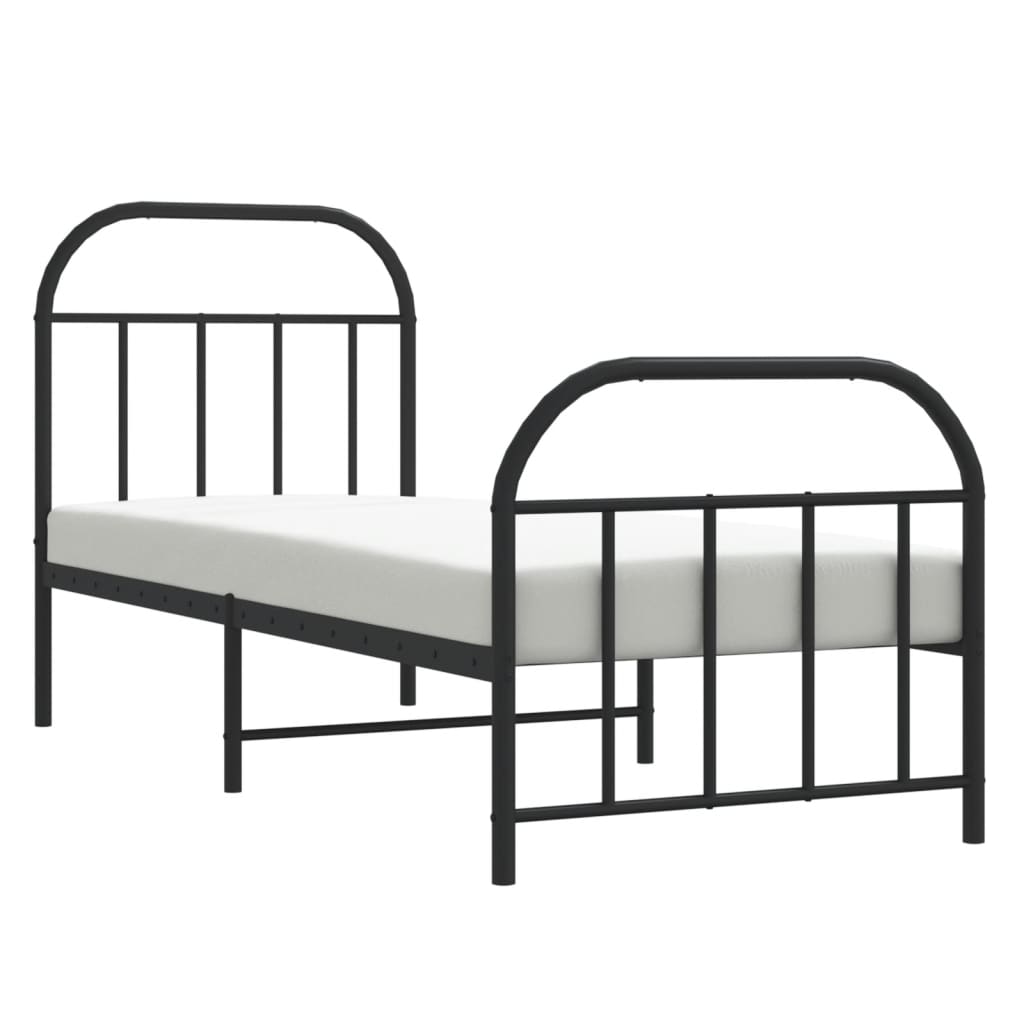 vidaXL Bed Frame | Black | Powder-coated Steel | Small Single | Bed Frame