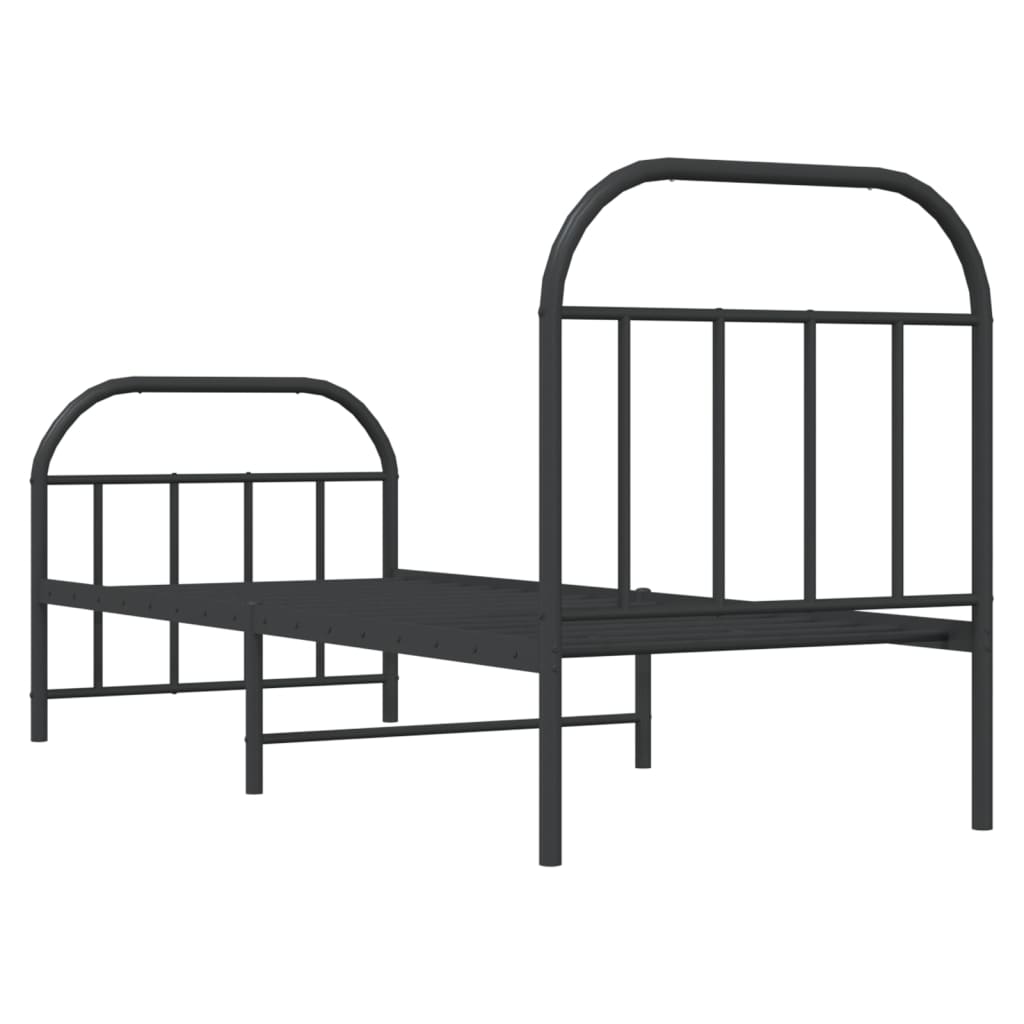 vidaXL Bed Frame | Black | Powder-coated Steel | Small Single | Bed Frame