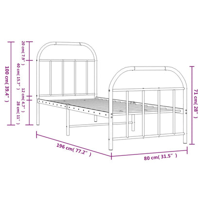 vidaXL Bed Frame | Black | Powder-coated Steel | Small Single | Bed Frame