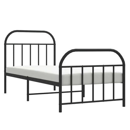 vidaXL Metal Bed Frame without Mattress with Footboard Black 90x190cm