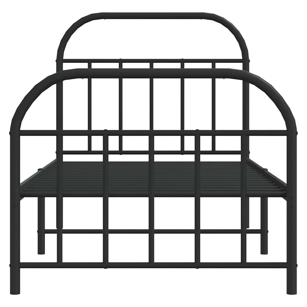 vidaXL Metal Bed Frame without Mattress with Footboard Black 90x190cm