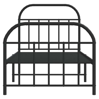 vidaXL Metal Bed Frame without Mattress with Footboard Black 90x190cm