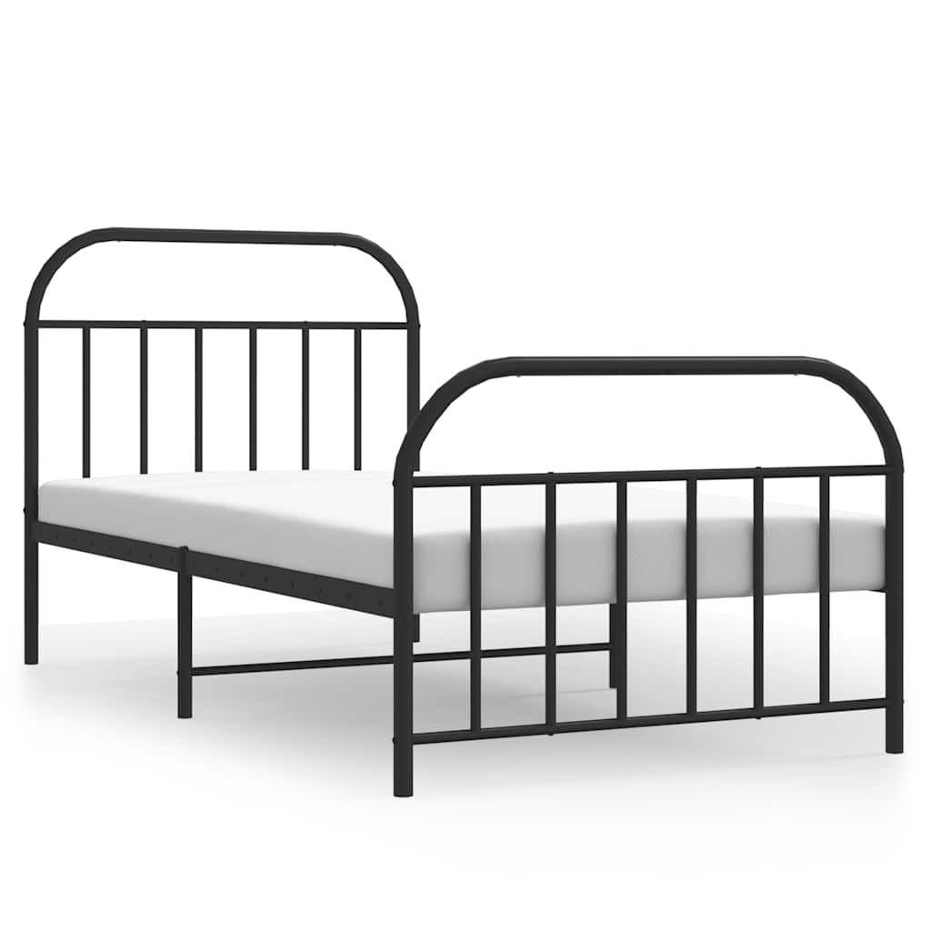 vidaXL Metal Bed Frame without Mattress with Footboard Black 100x200cm