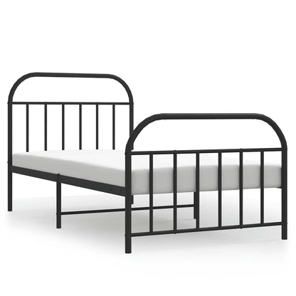 vidaXL Metal Bed Frame without Mattress with Footboard Black 100x200cm