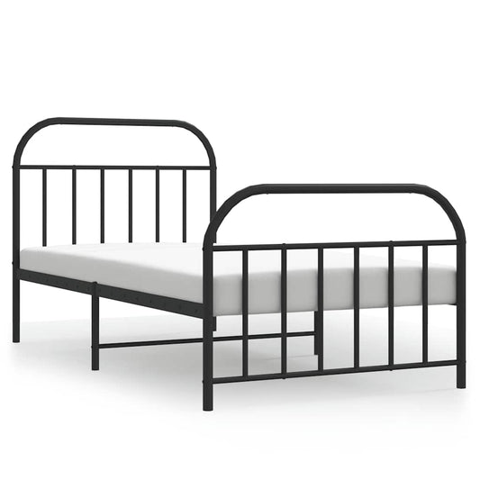 vidaXL Metal Bed Frame without Mattress with Footboard Black 100x200cm