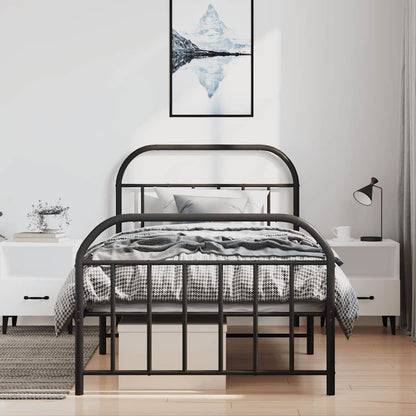 vidaXL Metal Bed Frame without Mattress with Footboard Black 100x200cm