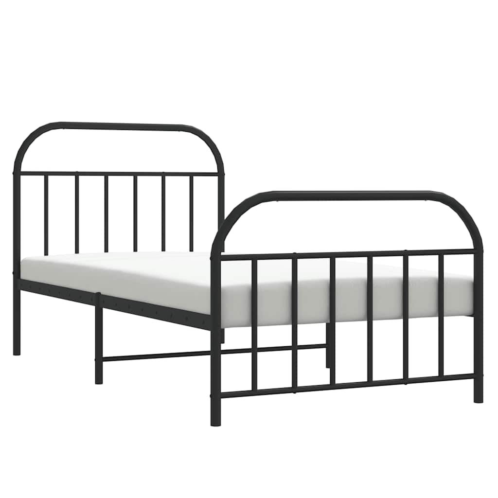 vidaXL Metal Bed Frame without Mattress with Footboard Black 100x200cm