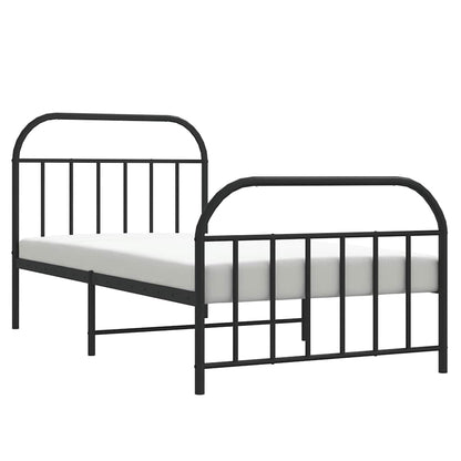 vidaXL Metal Bed Frame without Mattress with Footboard Black 100x200cm