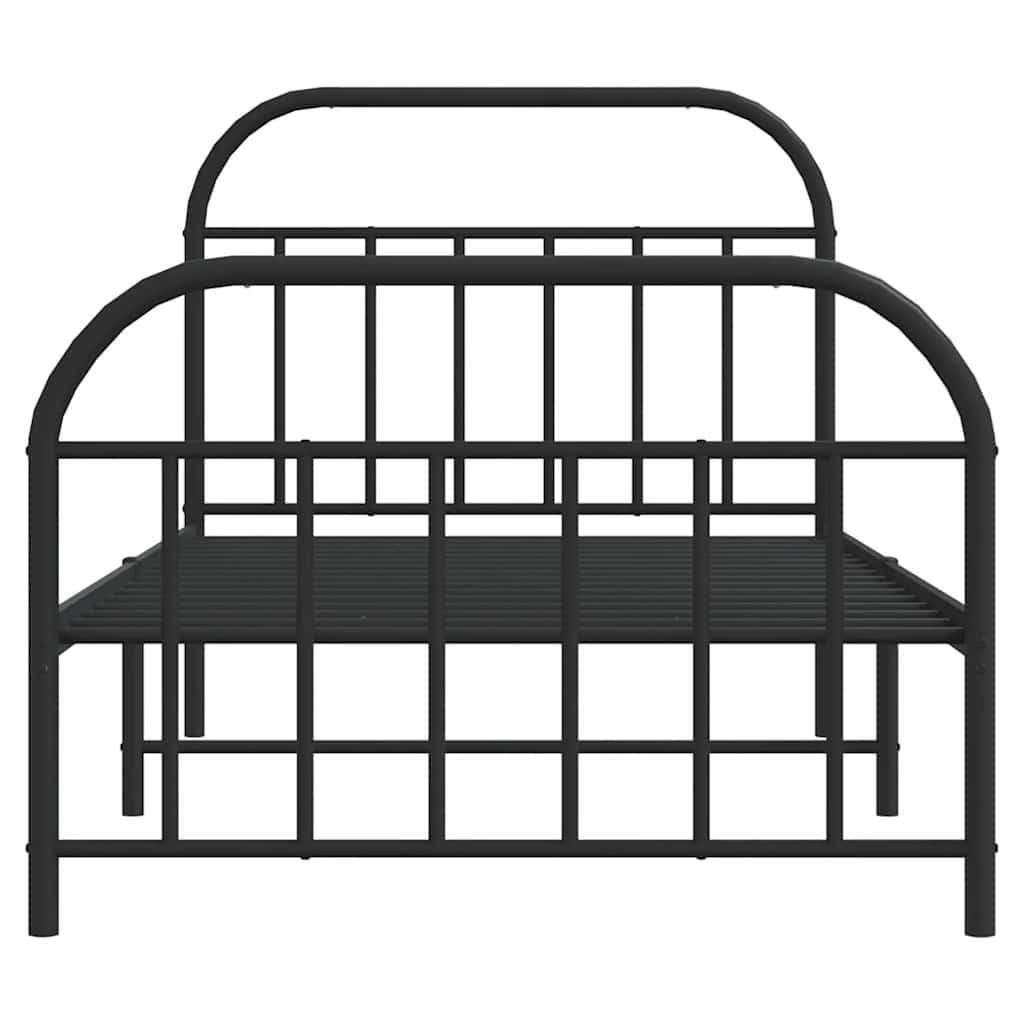 vidaXL Metal Bed Frame without Mattress with Footboard Black 100x200cm