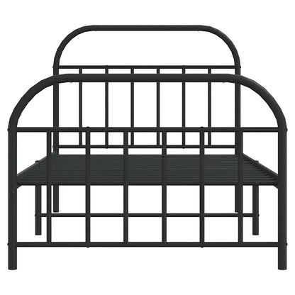 vidaXL Metal Bed Frame without Mattress with Footboard Black 100x200cm