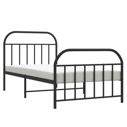 vidaXL Metal Bed Frame without Mattress with Footboard Black 107x203cm