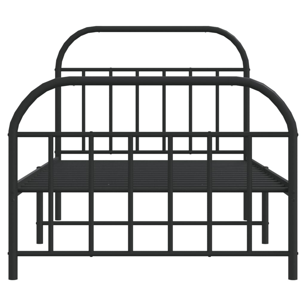 vidaXL Metal Bed Frame without Mattress with Footboard Black 107x203cm