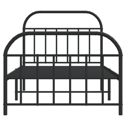 vidaXL Metal Bed Frame without Mattress with Footboard Black 107x203cm