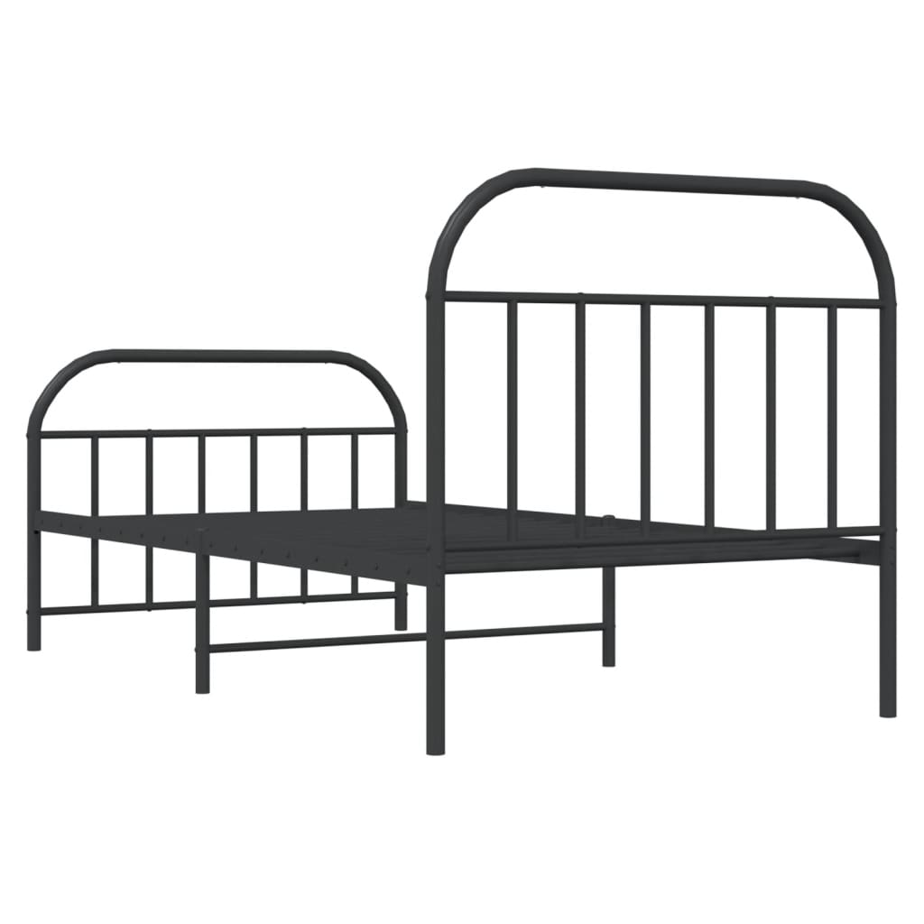 vidaXL Metal Bed Frame without Mattress with Footboard Black 107x203cm