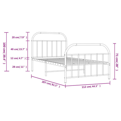 vidaXL Metal Bed Frame without Mattress with Footboard Black 107x203cm