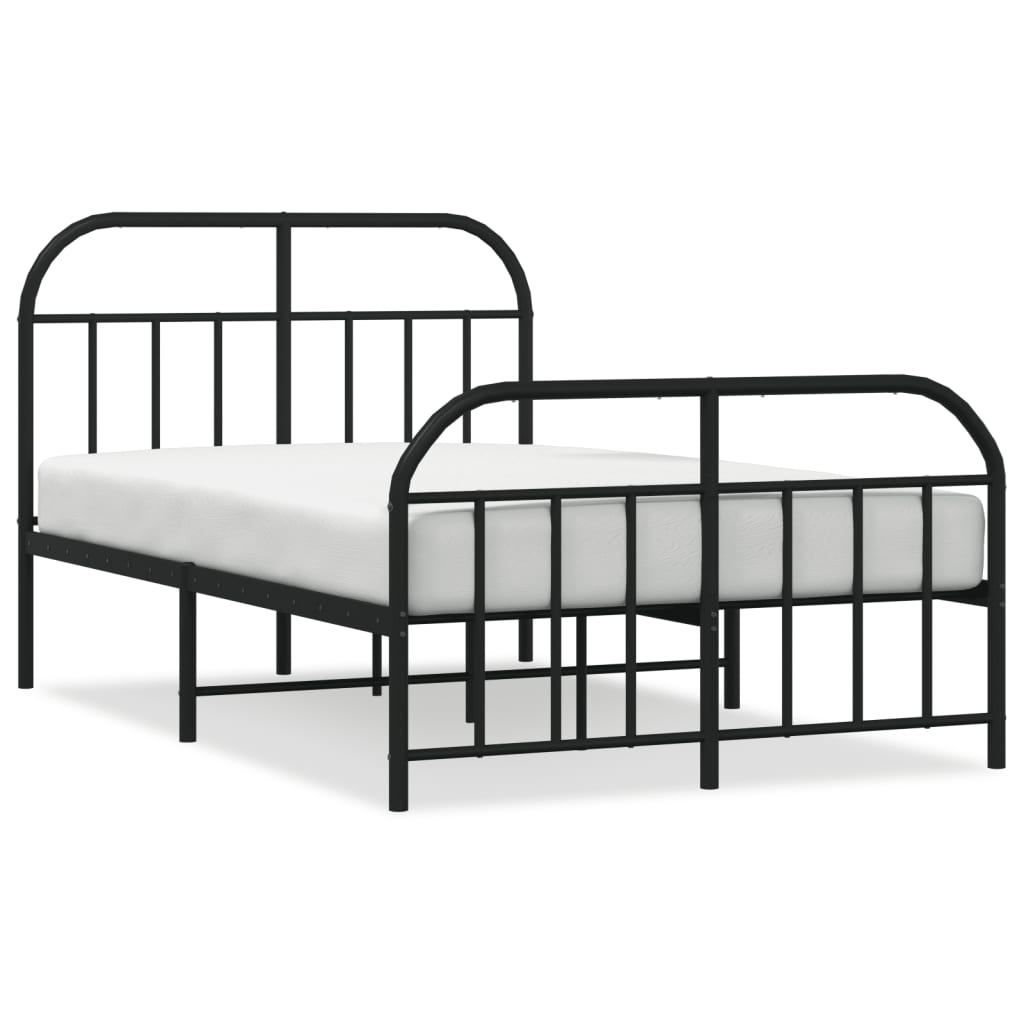 vidaXL Bed Frame | Black | Powder-Coated Steel | 120x190 cm | Bed Frame