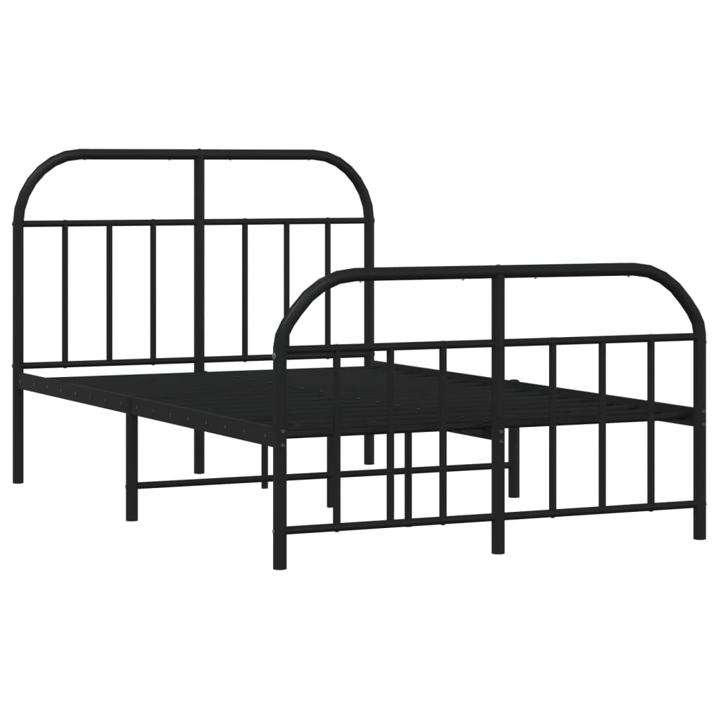 vidaXL Bed Frame | Black | Powder-Coated Steel | 120x190 cm | Bed Frame
