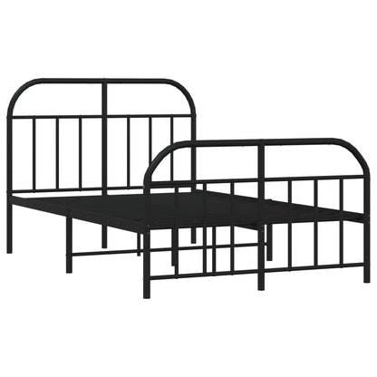 vidaXL Bed Frame | Black | Powder-Coated Steel | 120x190 cm | Bed Frame