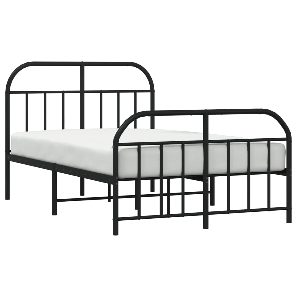 vidaXL Bed Frame | Black | Powder-Coated Steel | 120x190 cm | Bed Frame