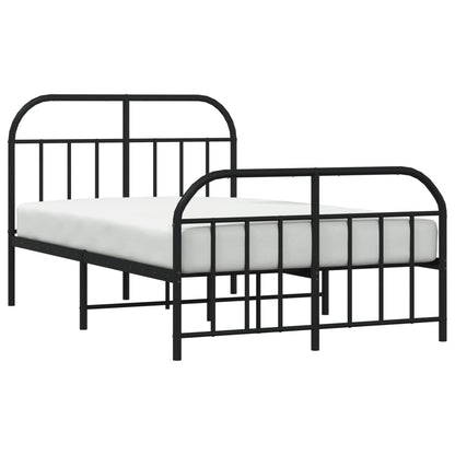vidaXL Bed Frame | Black | Powder-Coated Steel | 120x190 cm | Bed Frame