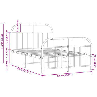 vidaXL Bed Frame | Black | Powder-Coated Steel | 120x190 cm | Bed Frame