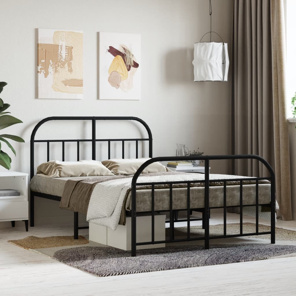 vidaXL Bed Frame | Black | Powder-Coated Steel | 120x190 cm | Bed Frame