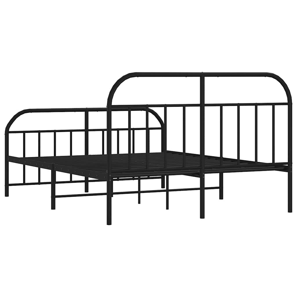 vidaXL Metal Bed Frame without Mattress with Footboard Black 135x190cm