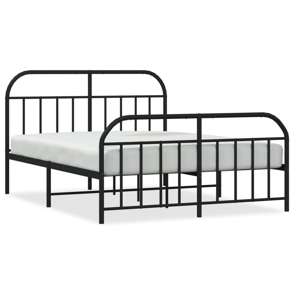 vidaXL Bed Frame | Black | Steel | Double | Bed Frame | Rectangular | Double Bed