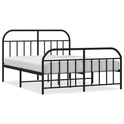 vidaXL Bed Frame | Black | Steel | Double | Bed Frame | Rectangular | Double Bed