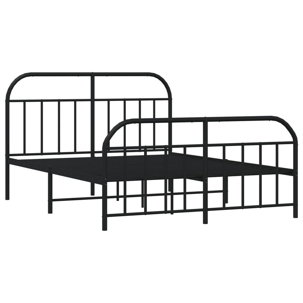 vidaXL Bed Frame | Black | Steel | Double | Bed Frame | Rectangular | Double Bed