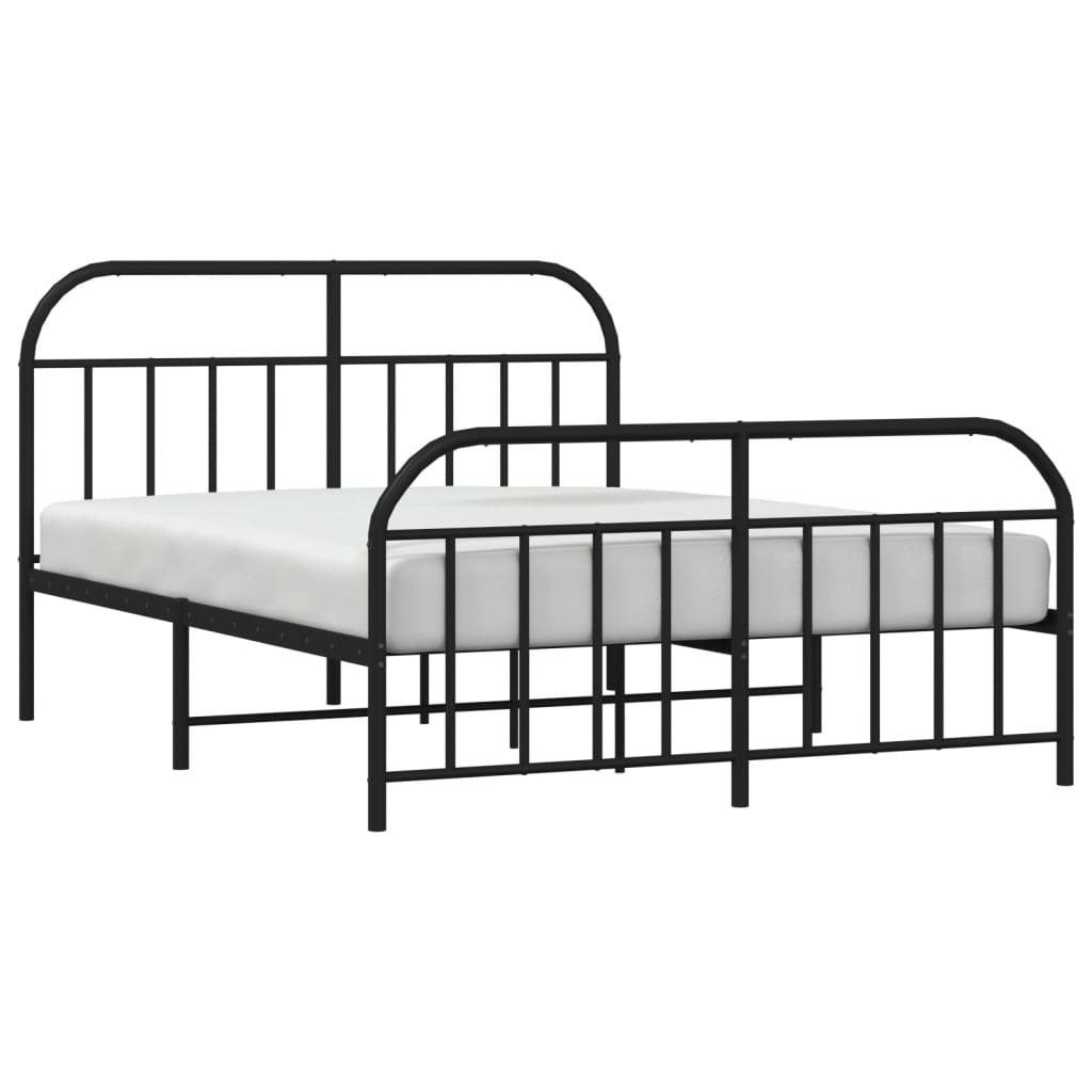vidaXL Bed Frame | Black | Steel | Double | Bed Frame | Rectangular | Double Bed