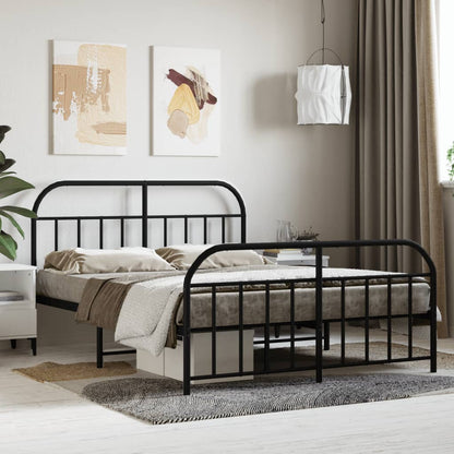 vidaXL Bed Frame | Black | Steel | Double | Bed Frame | Rectangular | Double Bed