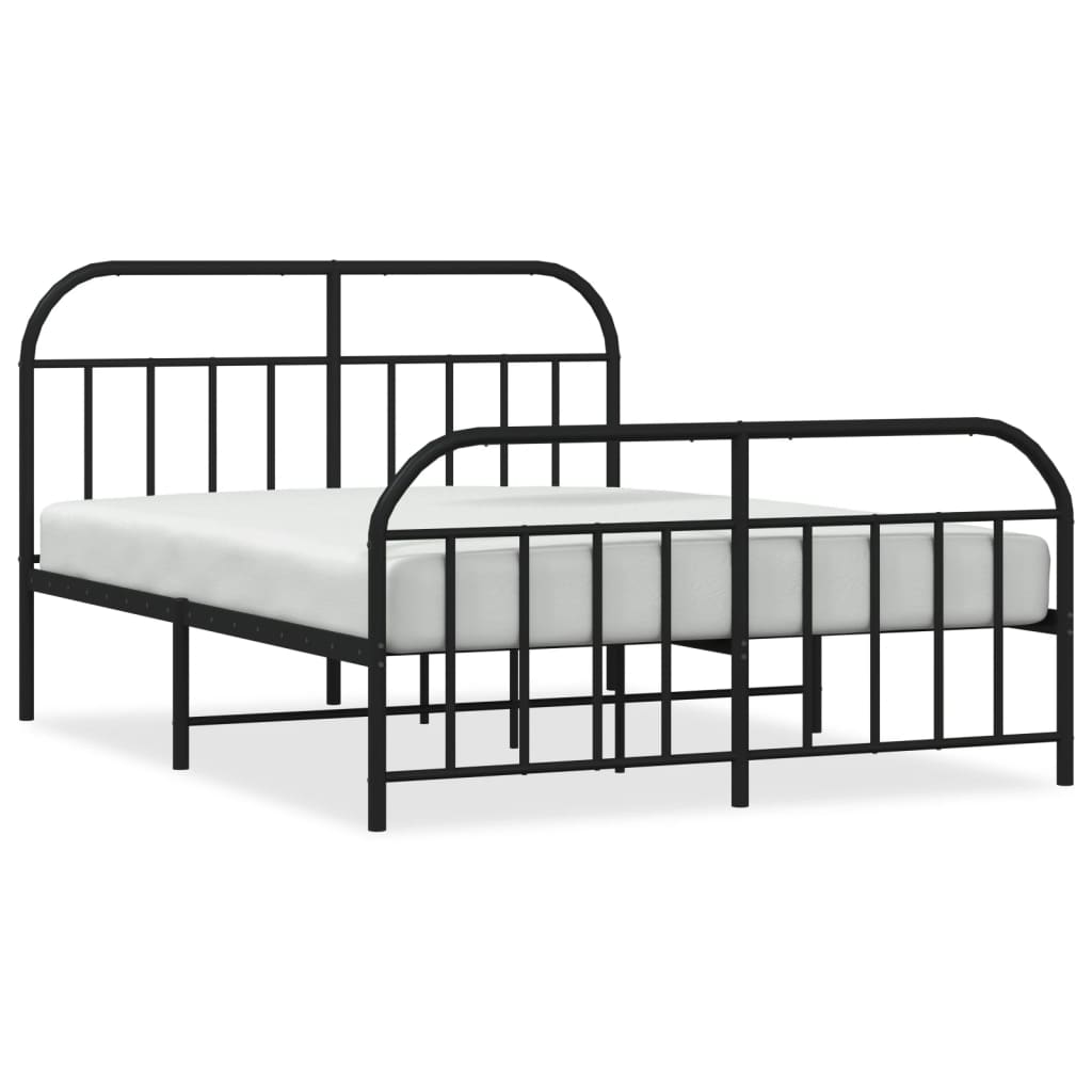vidaXL Bed Frame | Black | Powder-Coated Steel | Double | Bed Frame