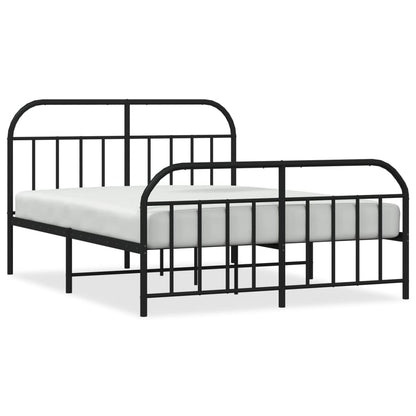 vidaXL Bed Frame | Black | Powder-Coated Steel | Double | Bed Frame