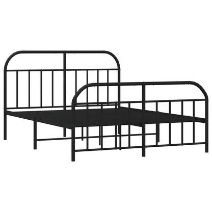 vidaXL Bed Frame | Black | Powder-Coated Steel | Double | Bed Frame