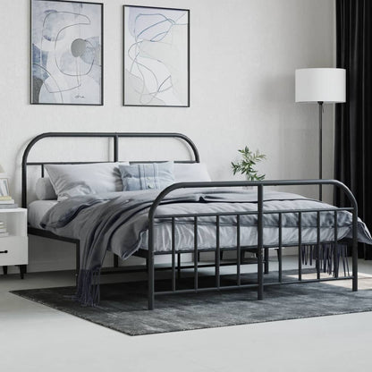 vidaXL Bed Frame | Black | Powder-Coated Steel | Double | Bed Frame