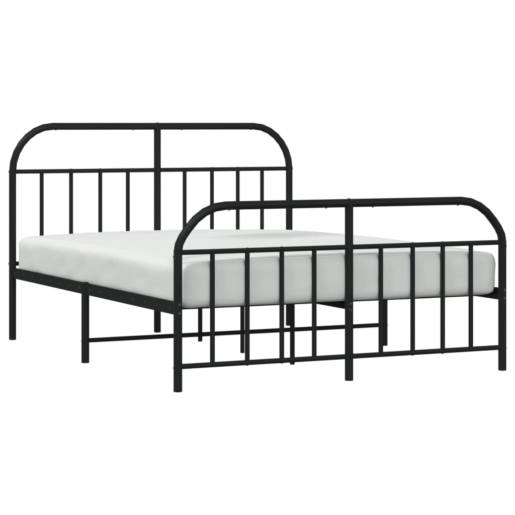 vidaXL Bed Frame | Black | Powder-Coated Steel | Double | Bed Frame