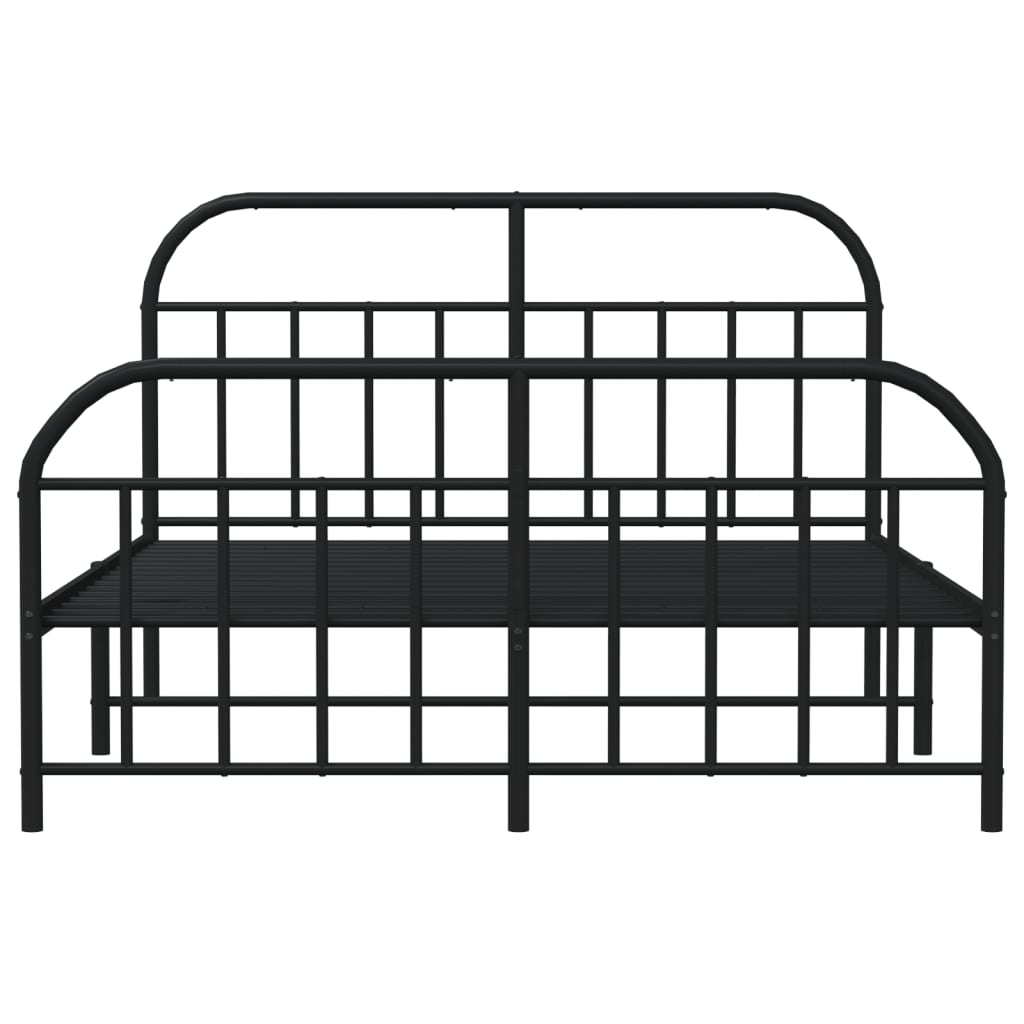 vidaXL Bed Frame | Black | Powder-Coated Steel | Double | Bed Frame