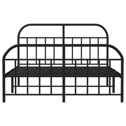 vidaXL Bed Frame | Black | Powder-Coated Steel | Double | Bed Frame