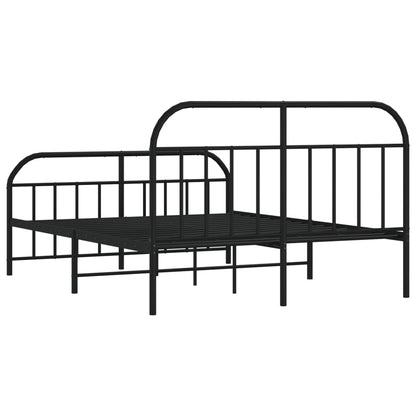 vidaXL Bed Frame | Black | Powder-Coated Steel | Double | Bed Frame