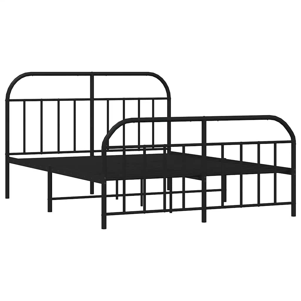 vidaXL Metal Bed Frame without Mattress with Footboard Black 150x200cm
