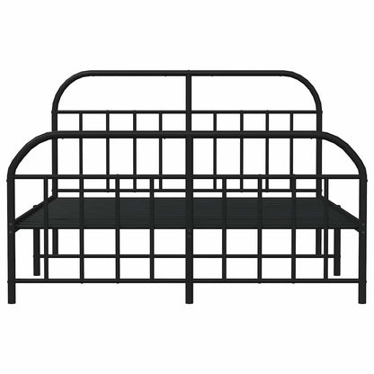 vidaXL Metal Bed Frame without Mattress with Footboard Black 150x200cm