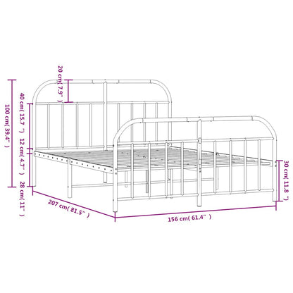 vidaXL Metal Bed Frame without Mattress with Footboard Black 150x200cm