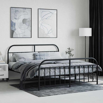 vidaXL Bed Frame | Black | Powder-Coated Steel | 160 x 200 cm | Bed Frame