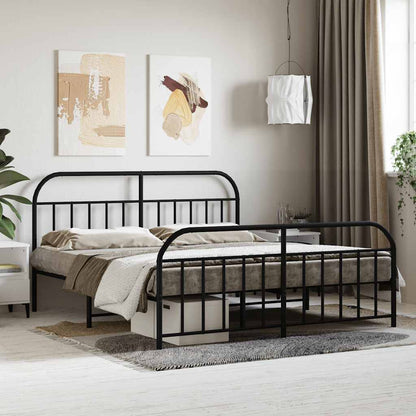 vidaXL Bed Frame | Black | Powder-Coated Steel | 160 x 200 cm | Bed Frame