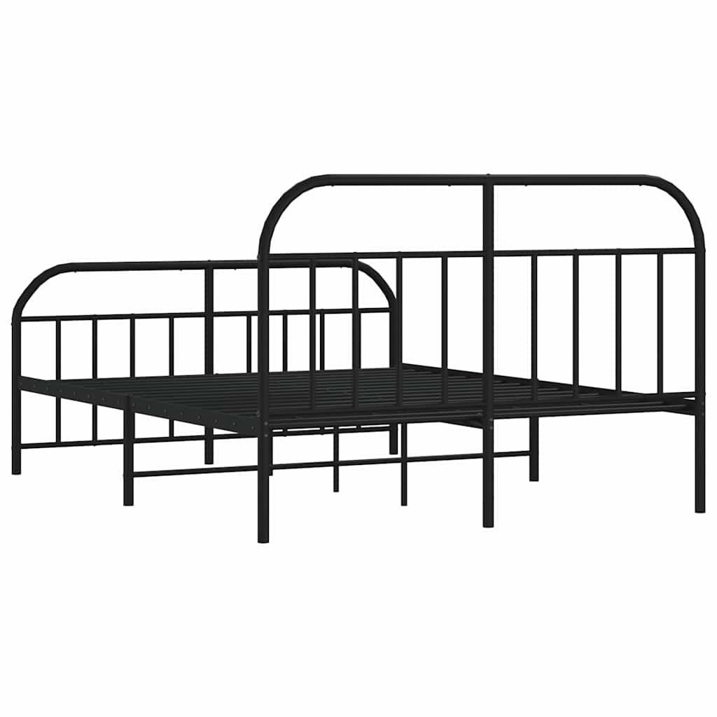 vidaXL Metal Bed Frame without Mattress with Footboard Black 180x200cm