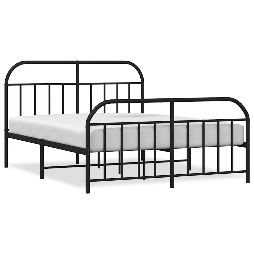 vidaXL Bed Frame | Black | Powder-Coated Steel | Large | Bed Frame | Rectangular