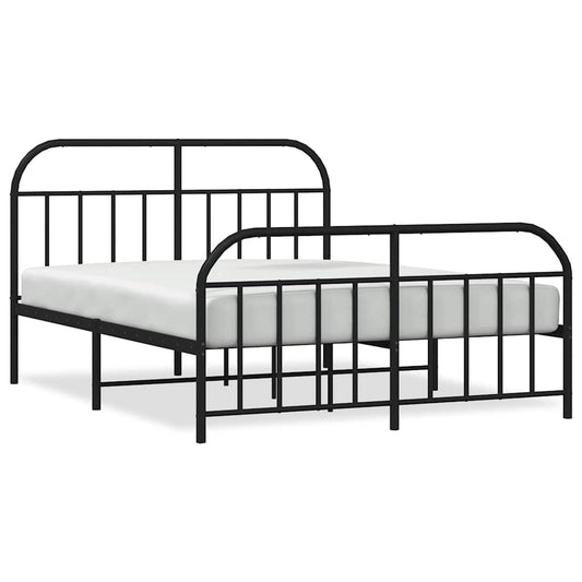 vidaXL Bed Frame | Black | Powder-Coated Steel | Large | Bed Frame | Rectangular