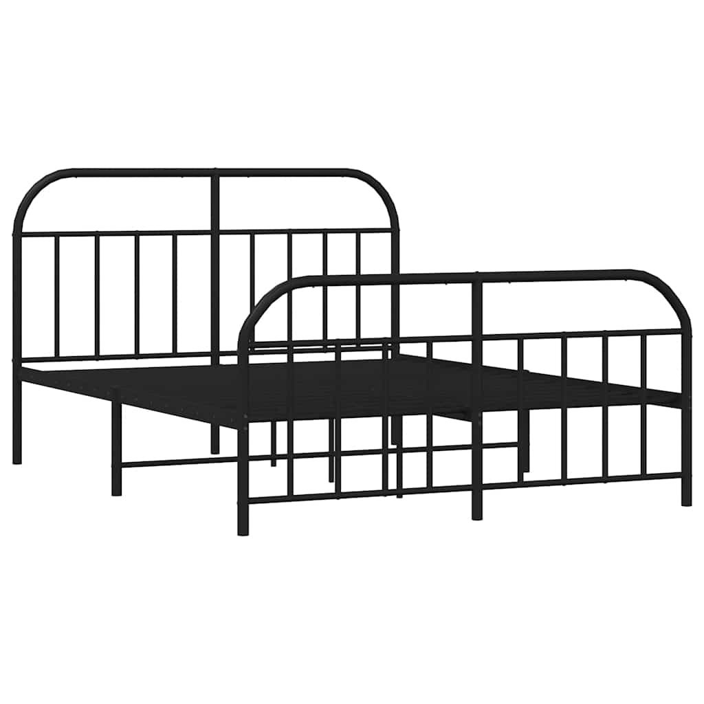 vidaXL Bed Frame | Black | Powder-Coated Steel | Large | Bed Frame | Rectangular